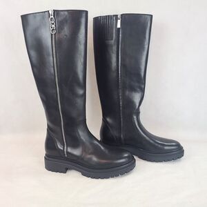 New MICHAEL KORS Women's (9.5) Black Regan Leather Riding Boots $442.95